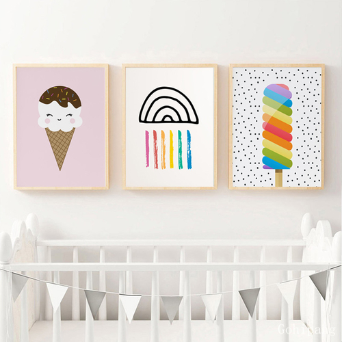 Ice Cream Donut Wall Art Canvas Poster Nursery