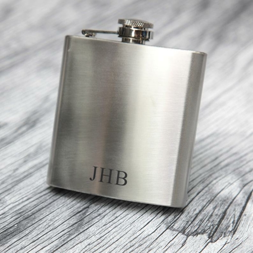 Main Hip Flask Personalised Engraved Initials Wedding Gift, Groomsmen image