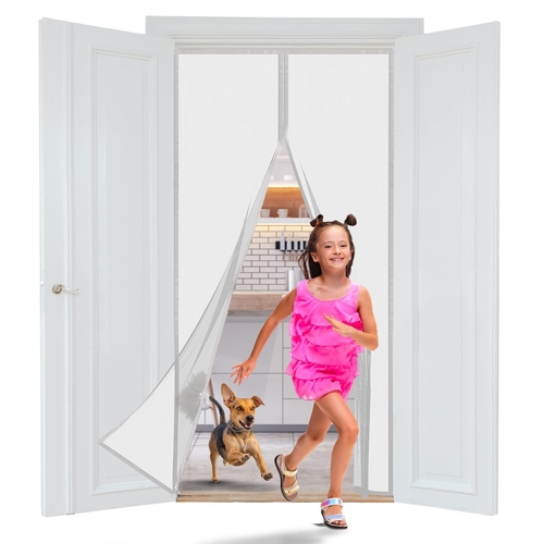 Magnetic Screen Door 38'' x 82'' White Door Net Screen with Magnet