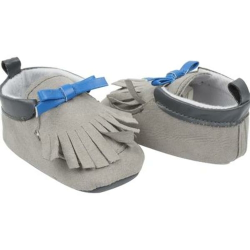 Cutie Pie Baby Moccasins - Grey & Blue , Case of 144