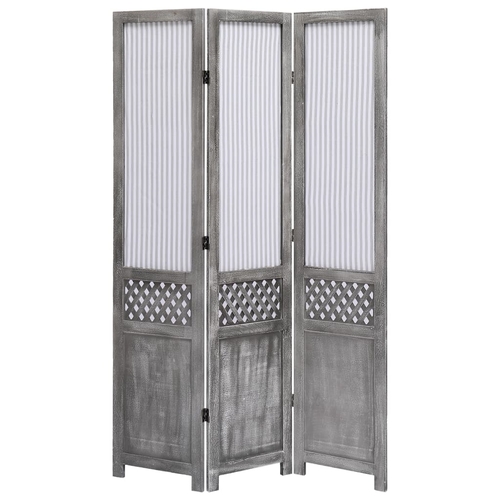 3-Panel Room Divider Gray 41.3"x64.7" Fabric