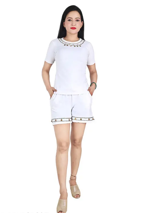 Women White Casual Shorts, Cycling Shorts,