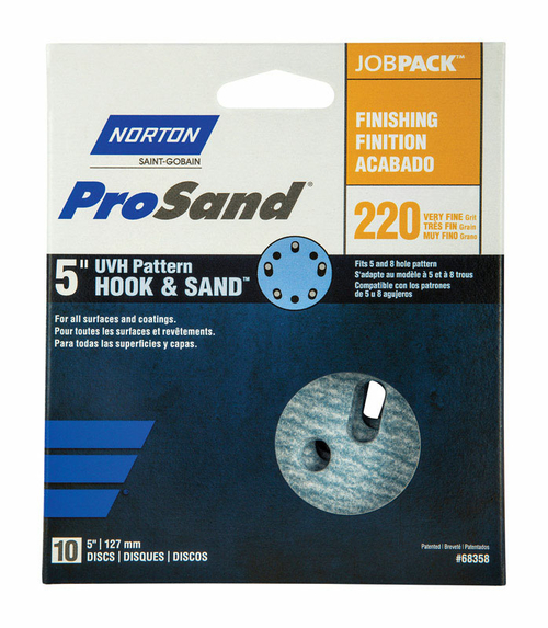 Norton 1918622 ProSand 5 in. Ceramic Blend Hook & Loop 5 & 8 Hole UVH 