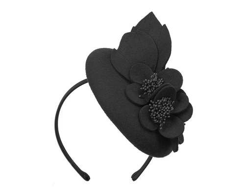 Black felt winter racing fascinator