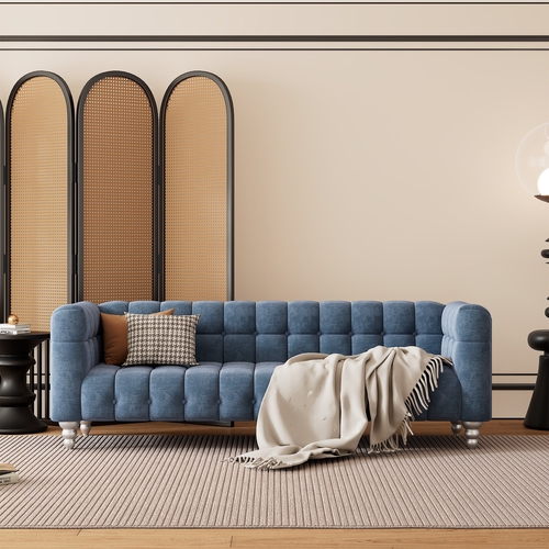 89" Modern Sofa Dutch Fluff Upholstered sofa with solid wood legs,