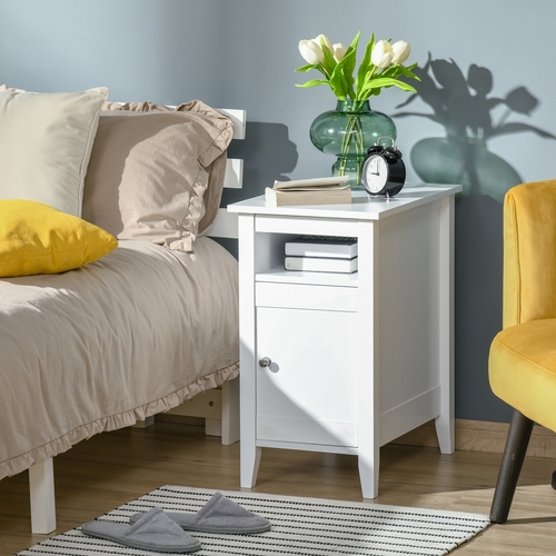 HOMCOM Wooden3-Tier Modern Nightstand with Pullout Shelf, Adjustable