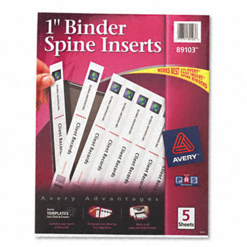 Avery 89103 Custom Binder Spine Inserts  1 in.Spine Width  8 Inserts/S