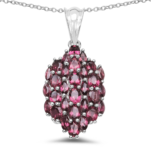 4.38 Carat Genuine Rhodolite .925 Sterling Silver Pendant