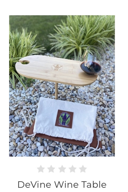 Outdoor wine table w/2 glass holders