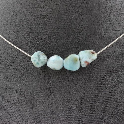 Larimar from the Dominican Republic 4 beads necklace. 