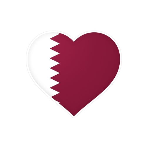 Autocollant en coeur Drapeau du Qatar en plusieurs tailles