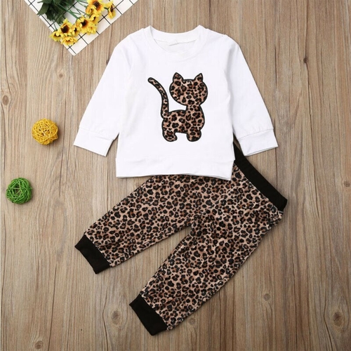 Pudcoco Autumn Baby Kids Girls Long Sleeve Leopard