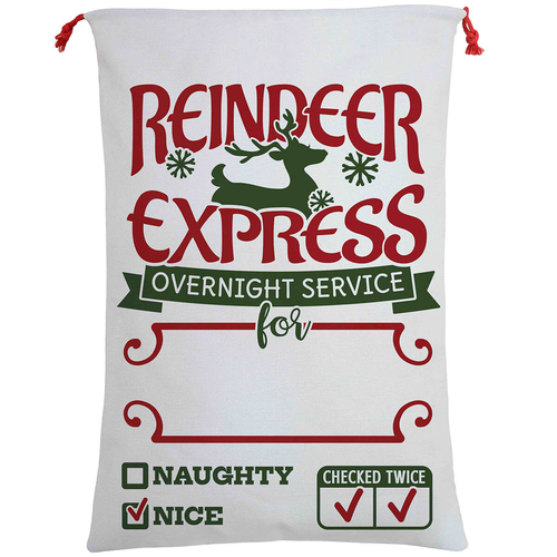 Large Christmas XMAS Hessian Santa Sack Stocking Bag Reindeer Children