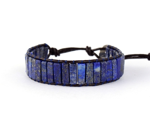 High End Square Shape Lapis Lazuli Single Leather