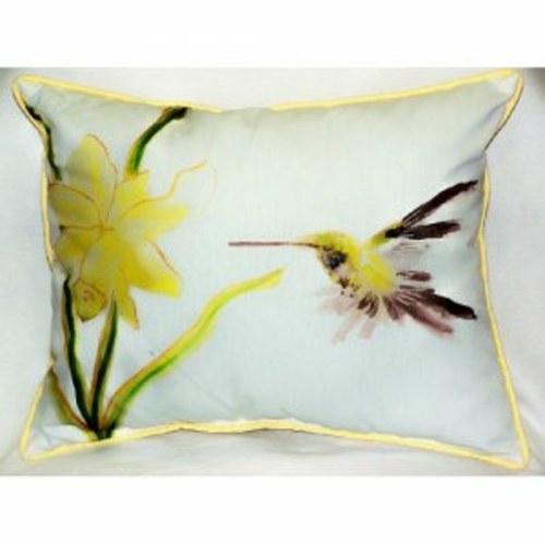 Betsy Drake HJ332 Yellow Hummingbird Throw Pillow- 18 x 18 in.