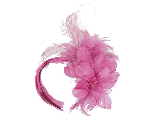 Fuchsia feather flower headband