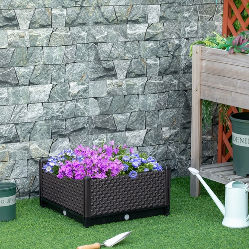 Outsunny Plastic Garden Raised Bed, Elevated Planter Box, Flower