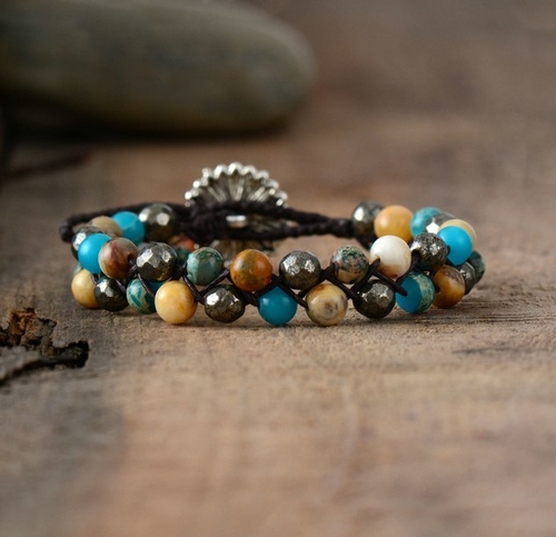 Womens Bracelets High End Natural Stones Pyrite