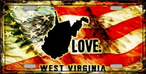 Smart Blonde LP-8634 6 x 12 in. West Virginia Love Novelty Metal Licen
