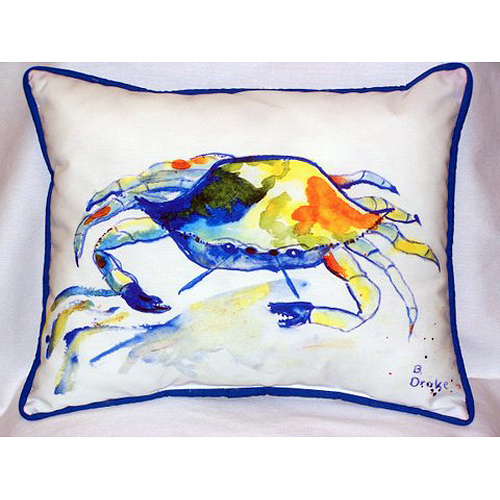 Betsy Drake HJ212 Yellow Crab Large Indoor & Outdoor Pillow 16 x 20