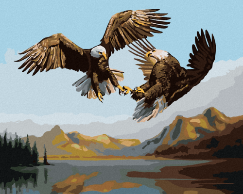 Zuty - Paint by Numbers - EAGLE IN BATTLE - CLOSE-UP (D. RUSTY RUST),