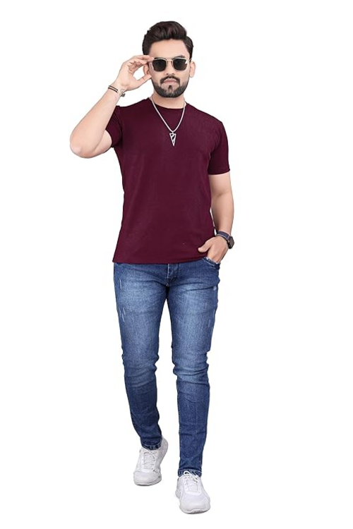 Men's Cotton Blend T-Shirt (Size-XL) (Color-RED)