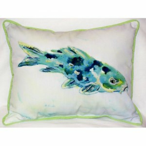 Betsy Drake ZP136 Blue Koi Indoor & Outdoor Throw Pillow- 20 x 24 in.