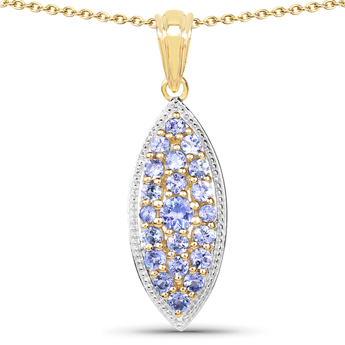 14K Yellow Gold Plated 1.56 Carat Genuine Tanzanite .925 Sterling