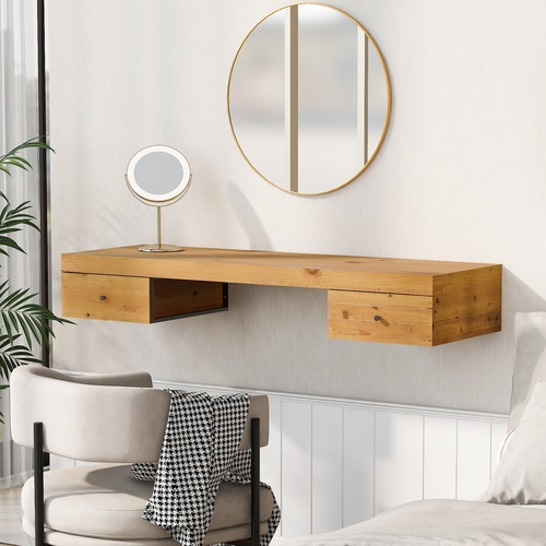 47.2" Wall-mounted Vanity Desk, Floating Vanity Shelf with Drawers,