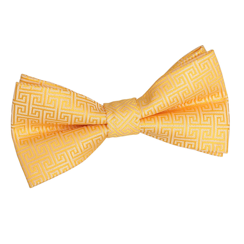 Greek Key Pre-Tied Bow Tie - Marigold
