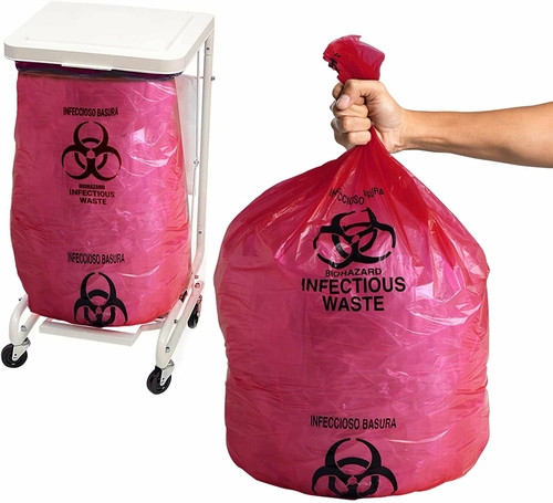 Red Disposable Biohazard Bags 40 x 46, Water-Resistant Polyethylene