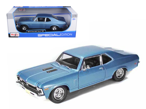 1970 Chevrolet Nova SS Coupe Blue Metallic 1/18 Diecast Model Car by