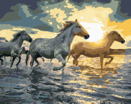 Paint by Numbers - HORSES IN WATER