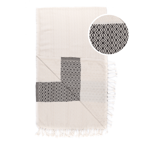 Beach Spa Turkish Hammam Towel Damla White/Black