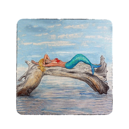 Betsy Drake CT155 Mermaid on Log Coaster - Set of 4
