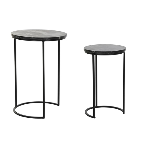 Set of 2 tables DKD Home Decor Black Metal Marble 41 x 41 x 60 cm