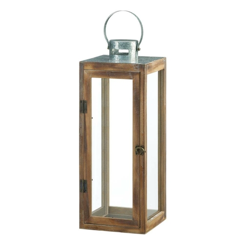 Gallery of Light 10018830 Metal Top Square Wood Lantern, Large