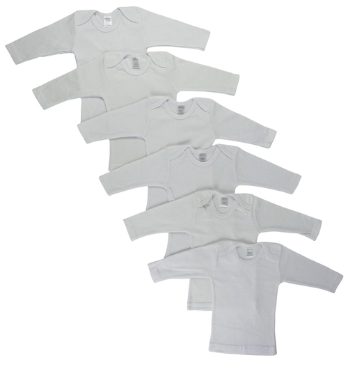 Bambini CS-050NB-050NB Long Sleeve Lap T-shirts, White - Newborn