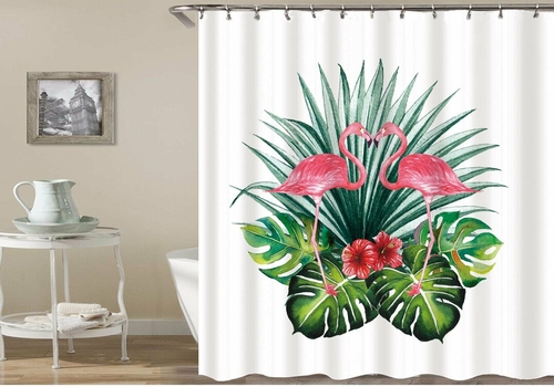 Flamingos In The Tropic Shower Curtain