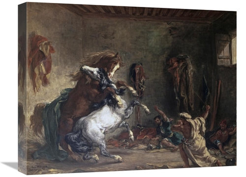 Global Gallery GCS-277360-22-142 22 in. Arabian Horses Fighting in a S
