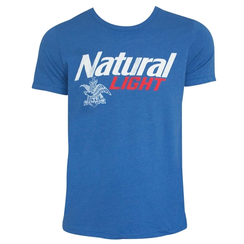 Natural Light 47038-Medium Natural Light Logo Mens Heather Blue T-Shir