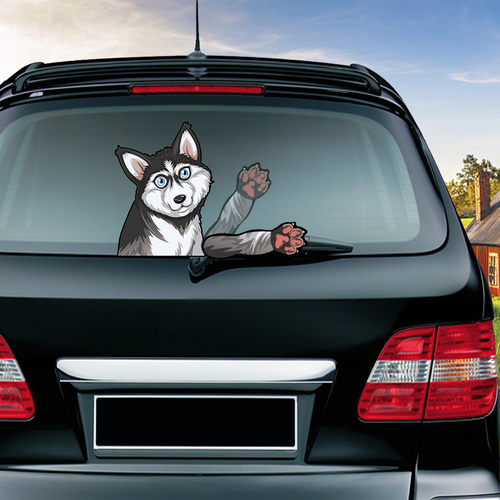 Husky Waving Wiper Decals PVC Car Styling Rear