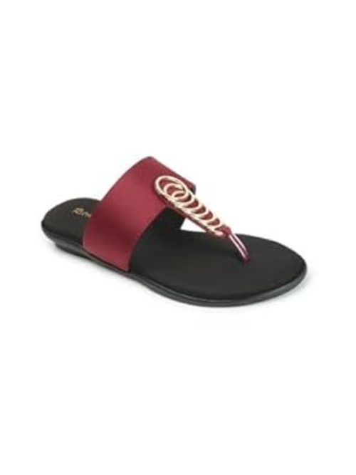 Retro Walk Embellished Ring Design Open Toe Flats (Size-UK-5)