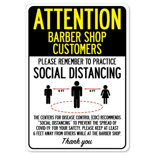 SignMission OS-NS-D-1014-25369 Covid-19 Notice Sign - Attention Barber