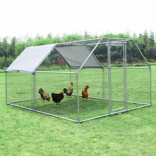 PawHut Galvanized Chicken Cage Enclosure Pet Playpen Backyard Coop