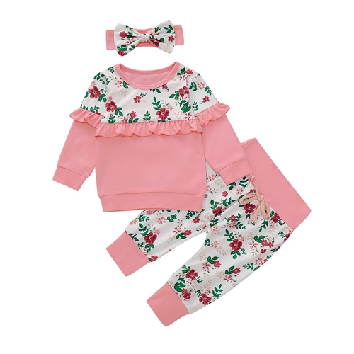 0 18M Baby Floral Clothes Set Newborn Infant