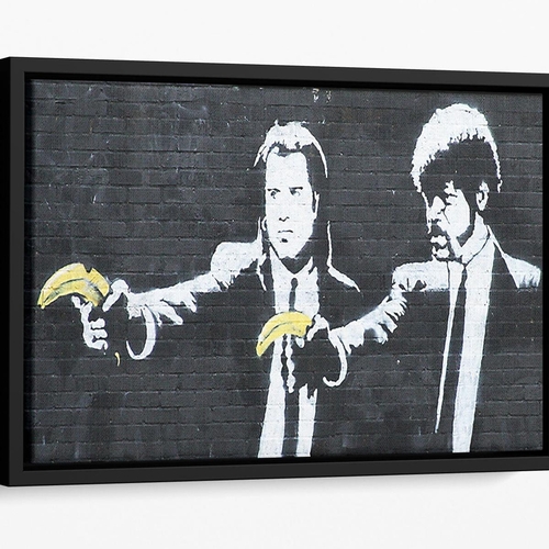 Banksy Pulp Fiction Banana Guns Floating Framed Canvas