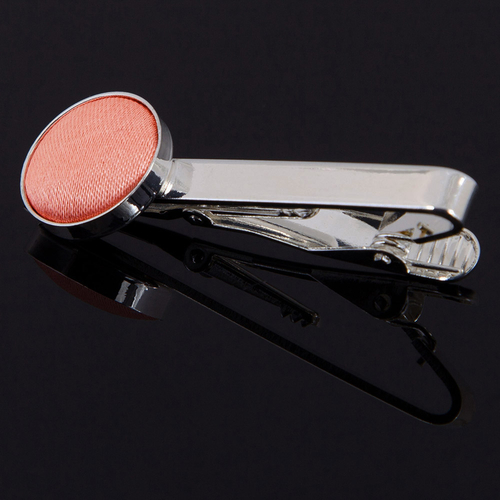 Plain Satin Tie Clip - Coral