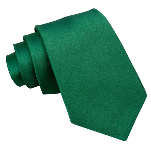 Plain Satin Classic Tie - Emerald Green