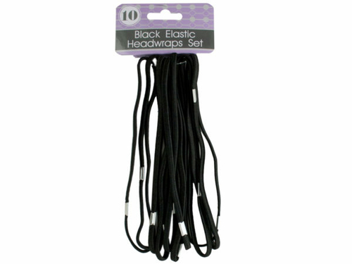 Kole Imports BI861-24 Black Elastic Headwraps Set - Pack of 24